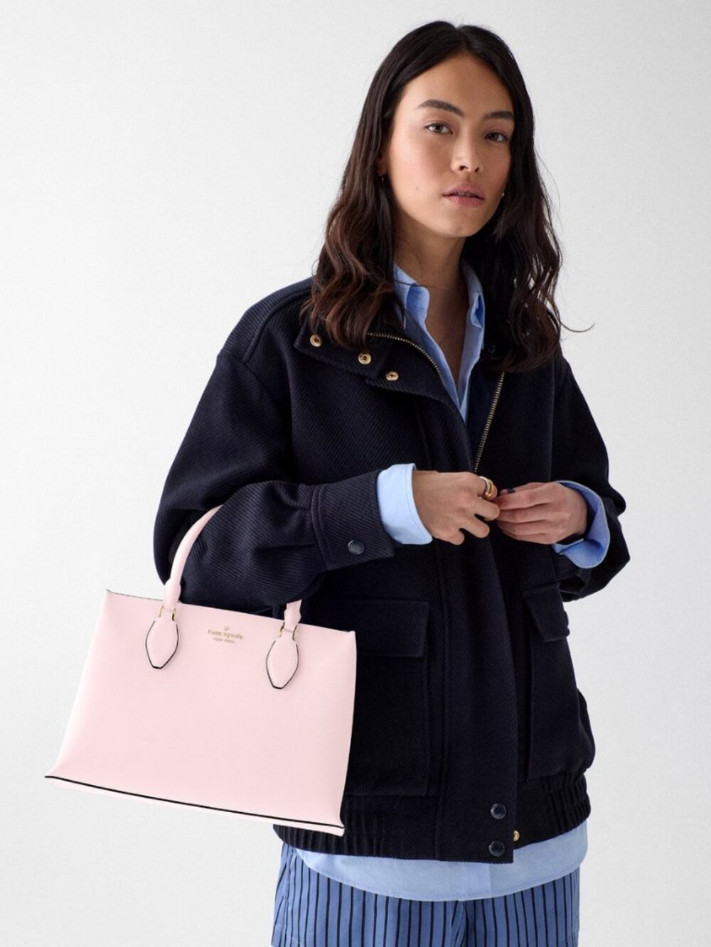 New Kate Spade Rae Medium Satchel Saffiano Shimmer Pink